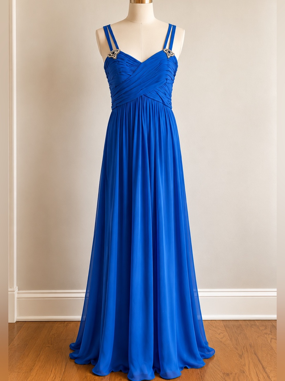 Temperley London Blue Silk Beaded Butterfly Gown US 8 UK 12